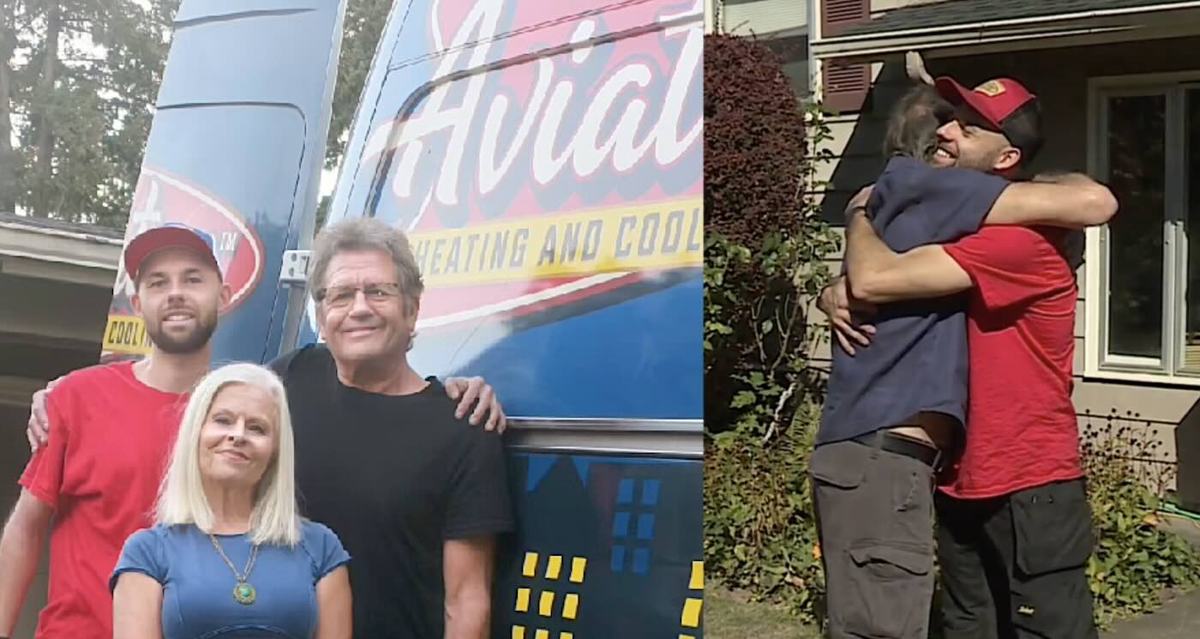 A retired Oregon couple will be warm this winter after a free new furnace. Image from Good News Network.